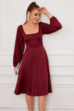 Burgundy Long Sleeves Formal Party Dress