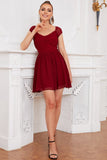 Burgundy Lace Short Cocktail Dress