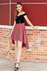 Load image into Gallery viewer, Plaid Off Shoulder High-low Vintage Dress
