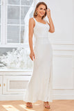 White Straps Mermaid Bridal Party Dress with Lace