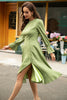 Load image into Gallery viewer, Green Printed Long Sleeves Casual Dress