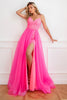 Load image into Gallery viewer, Fuchsia Detachable Train Sequin Formal Dress
