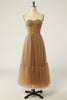 Load image into Gallery viewer, Khaki Polka Dots Corset Formal Dress