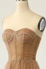 Load image into Gallery viewer, Khaki Polka Dots Corset Formal Dress