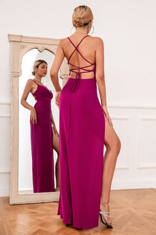 Spaghetti Straps Long Formal Dress with Split Front