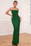 Green Glitter Simple Formal Dress