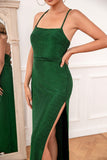 Green Glitter Simple Formal Dress