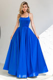 Royal Blue Backless Satin Formal Dress