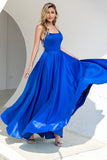 Royal Blue Backless Satin Formal Dress