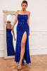 Load image into Gallery viewer, Royal Blue Sequins Strapless Formal Dress