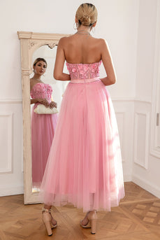 Gorgeous A Line Strapless Pink Formal Dress with Appliques