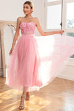 Gorgeous A Line Strapless Pink Formal Dress with Appliques