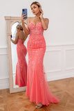 Coral Applique Tulle Formal Dress
