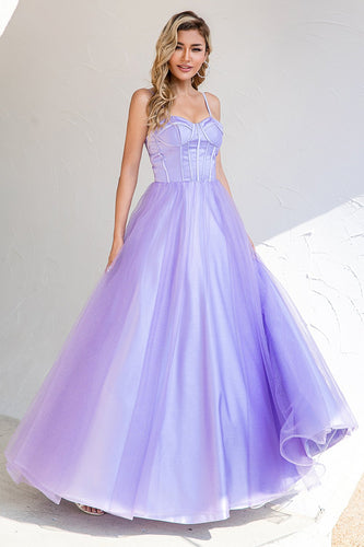 Purple Tulle A-line Formal Dress