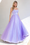 Purple Tulle A-line Formal Dress