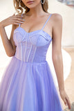 Purple Tulle A-line Formal Dress