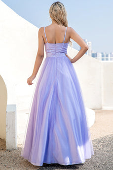 Purple Tulle A-line Formal Dress