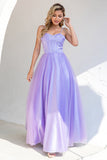 Purple Tulle A-line Formal Dress