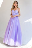 Purple Tulle A-line Formal Dress