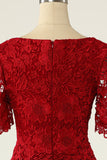 Dark Red Two Piece Mother of the Bride Dress with Lace