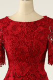 Dark Red Two Piece Mother of the Bride Dress with Lace