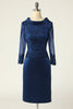 Load image into Gallery viewer, Navy Long Sleeves Bodycon Mother Dress