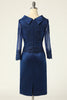 Load image into Gallery viewer, Navy Long Sleeves Bodycon Mother Dress