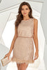 Load image into Gallery viewer, Blush Sequins Short Cocktail Dress with Feather