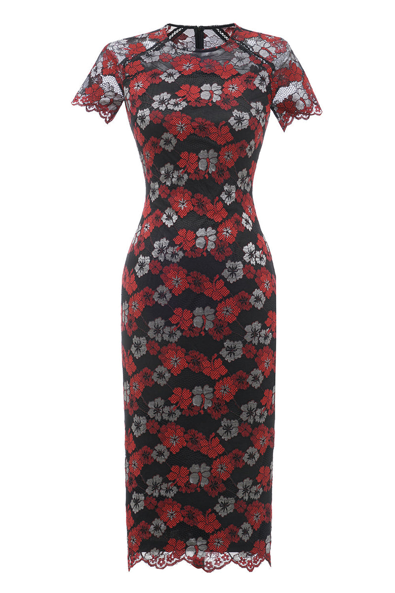 Load image into Gallery viewer, Red Black Mother of the Bride Dress with Sleeves
