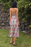 Red Printed Spaghetti Straps Sheath Summer Dress