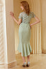 Load image into Gallery viewer, Green Lace Bodycon 1960s Dress