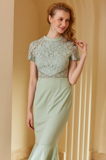 Green Lace Bodycon 1960s Dress