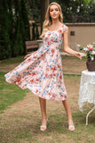 Pink Round Neck Printed Summer Dress