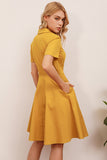 Lapel Yellow 1950s Dress