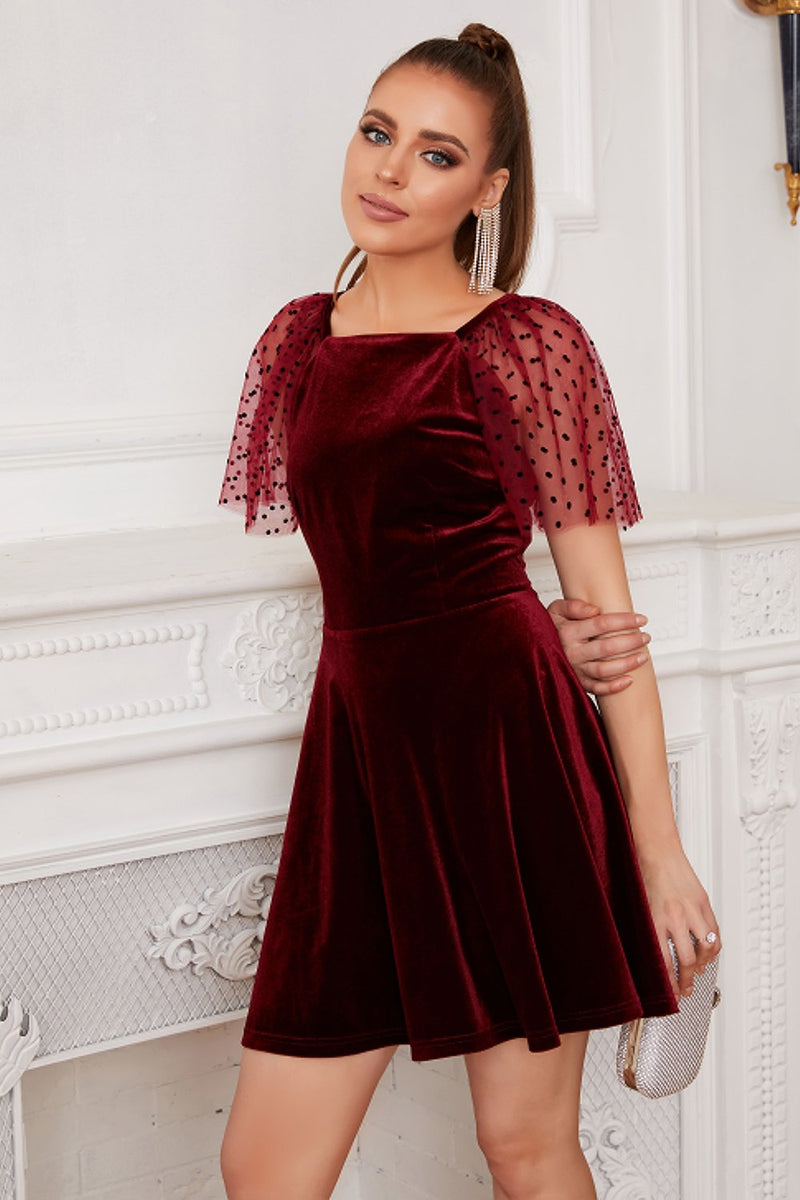 Load image into Gallery viewer, Burgundy Velvet Mini Dress