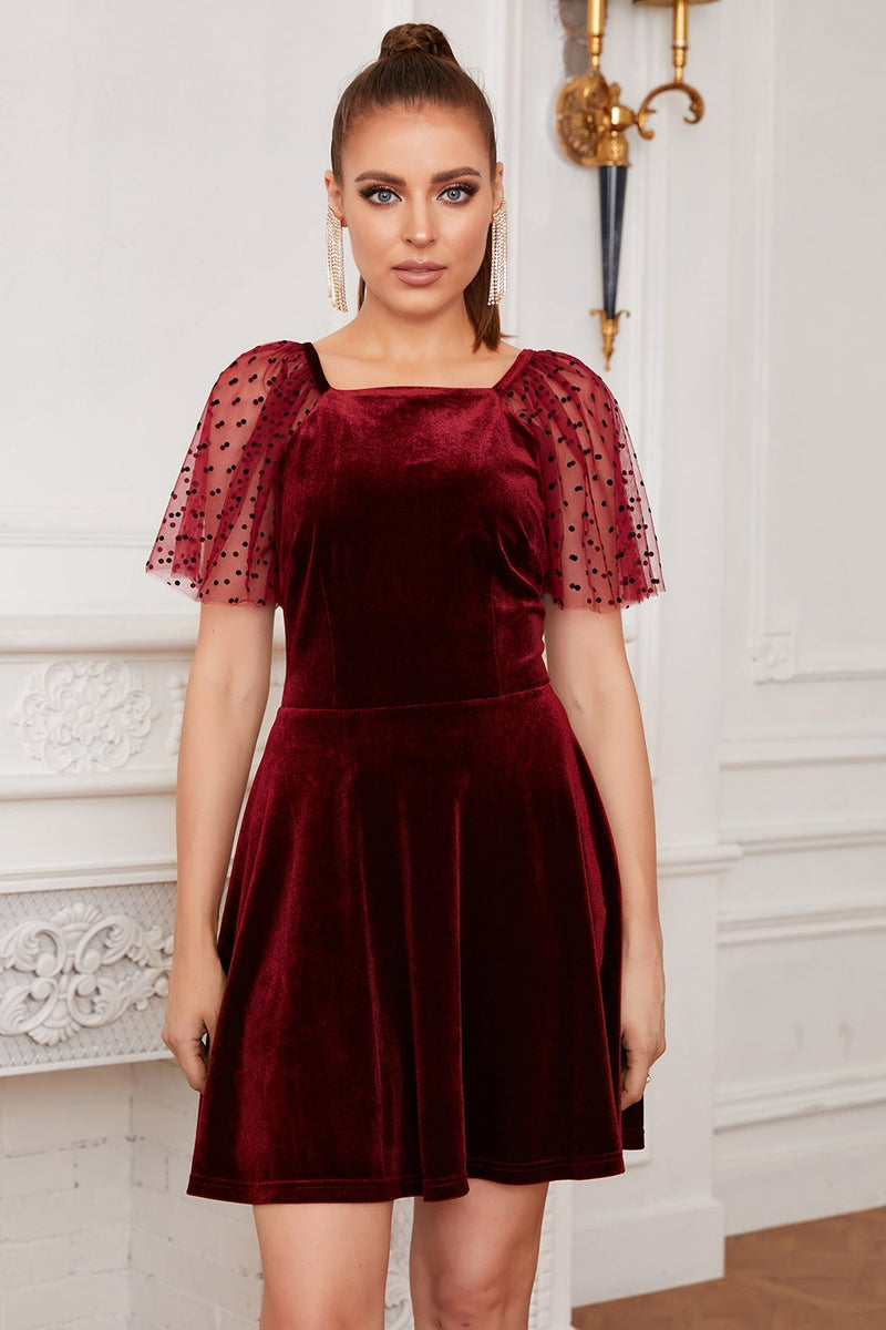 Load image into Gallery viewer, Burgundy Velvet Mini Dress