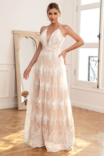 White Lace Long Formal Dress