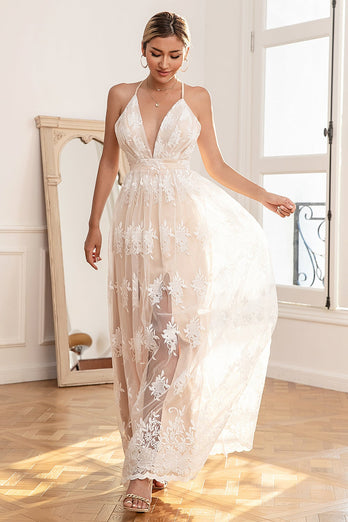 White Lace Long Formal Dress