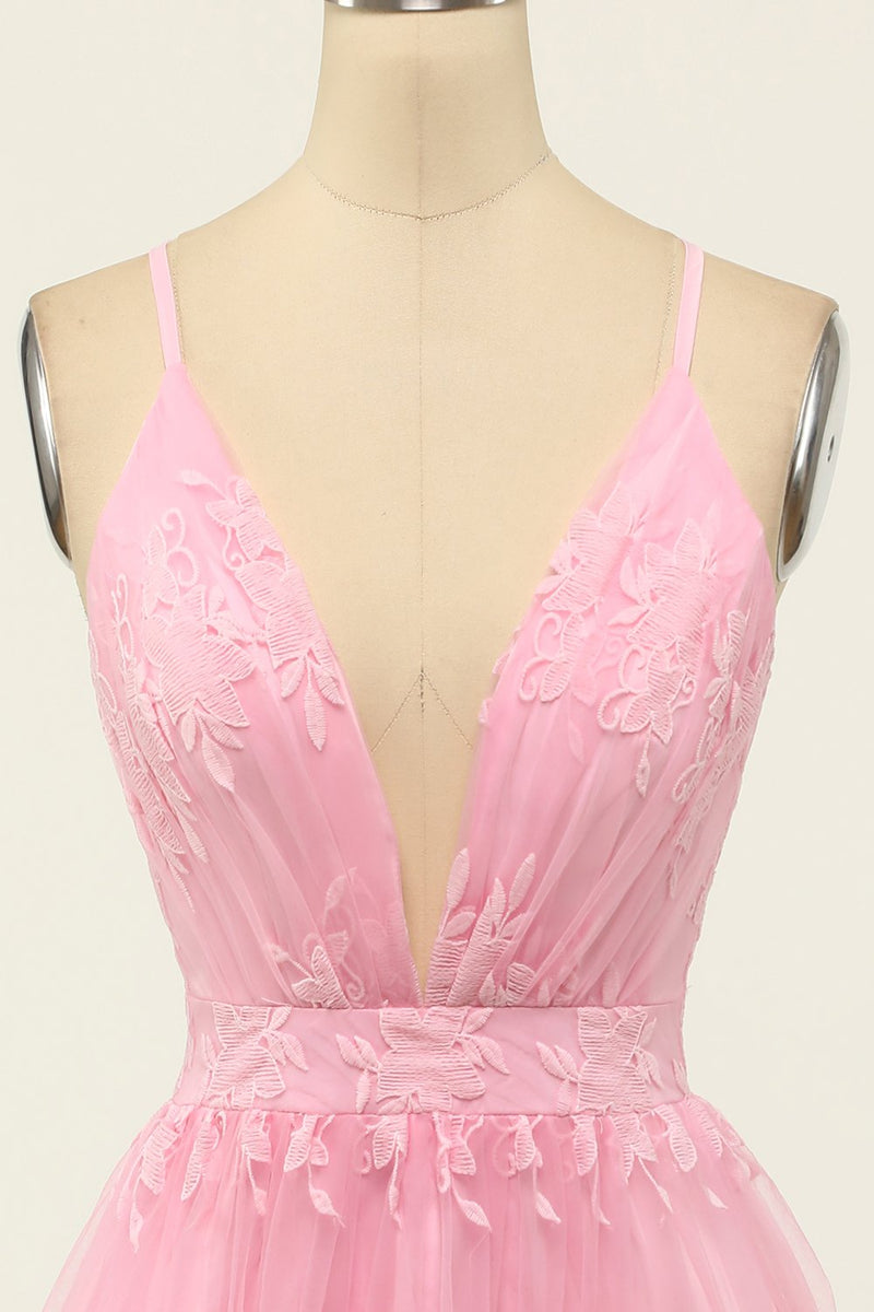 Load image into Gallery viewer, Pink Spaghetti Straps Short Formal Dress