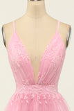 Pink Spaghetti Straps Short Formal Dress