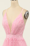 Pink Spaghetti Straps Short Formal Dress