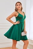 Green Satin Short Formal Dress