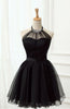 Load image into Gallery viewer, Halter Black Tulle Short Cocktail Dress