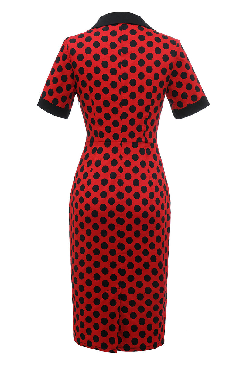 Load image into Gallery viewer, Polka Dots Red 1960s Dress with Bow