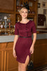 Load image into Gallery viewer, Sheath Round Neck Burgundy 1960s Dress