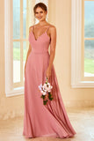 Blush Long Boho Bridesmaid Dress