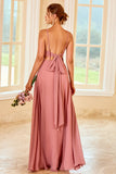 Blush Long Boho Bridesmaid Dress