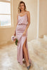 Load image into Gallery viewer, Spaghetti Straps Grey Pink Long Bridesmaid Dress