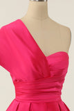 Fuchsia One Shoulder Cocktail Dress