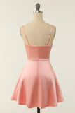 A Line Spaghetti Straps Blush Short Cocktail Party Dress